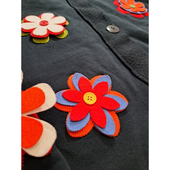 Lighthouse Apparel Women's Black Sweatshirt Jacket w/ 3D Flower Accents Size L - Picture 5 of 15